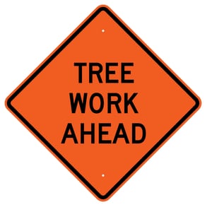 VizCon 48 in. Reflective Vinyl Roll-Up Sign - TREE WORK CLOSED V26048EFOHFTWA at Pollardwater