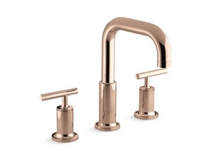 Kohler Purist Two Handle Roman Tub Faucet In Vibrant Rose Gold