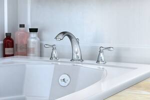 Moen Caldwell Two Handle Roman Tub Faucet In Polished Chrome Trim