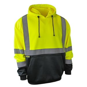 Radians Radwear™ Size 2X Polyester Reusable Hooded Sweatshirt in Black and Hi-Viz Green RSJ02B3PGS2X at Pollardwater