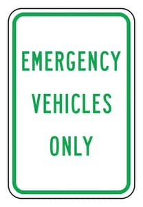 Accuform 18 x 12 in. Engineer Grade Reflective Aluminum Sign in White - EMERGENCY VEHICLES ONLY AFRP268RA at Pollardwater