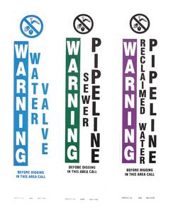 Repnet Warning Water Pipeline Standard Decal in Blue and White RGD1333C at Pollardwater