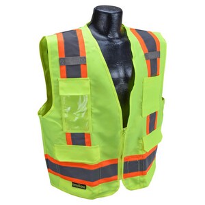 Radians Radwear™ Surveyor Heavy Duty Solid Twill Safety Vest Class 2 Hi-Viz Green 2XL RSV622ZGT2X at Pollardwater