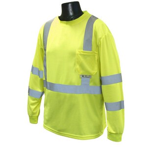 Radians L Size Long Sleeve T-Shirt in Hi-Viz Green RST213PGS at Pollardwater