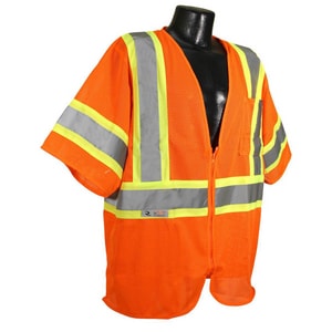 Radians Radwear™ Economy Two Tone Mesh Safety Vest Class 3 Hi-Viz Orange Large RSV223ZOML at Pollardwater
