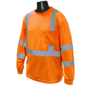 Radians Radwear™ XXXL Size Polyester Birdseye Mesh Long Sleeve T-shirt in Hi-Viz Orange RST213POS3X at Pollardwater