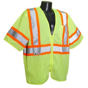 Radians Radwear™ Size L Polyester Mesh Reusable Safety Vest in Hi-Viz Green RSV223ZGML at Pollardwater