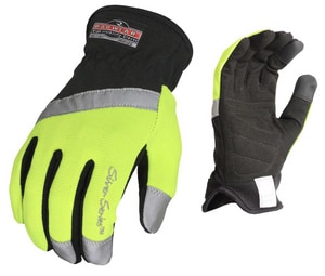 Radians Radwear® Silver Series™ Size M Plastic, Spandex and Synthetic Leather All Purpose and Construction Reusable Gloves in Hi-Viz Green and Grey MMRRRWG100M at Pollardwater