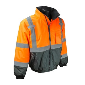 Radians Radwear™ L Size Polyester Bomber Jacket in Hi-Viz Orange and Black RSJ110B3ZOSL at Pollardwater