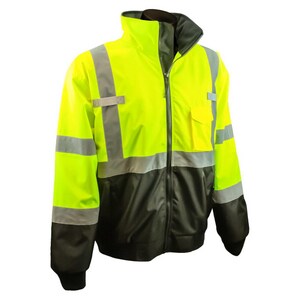 Radians Radwear® Size XXXXL Bomber Jacket in Hi-Viz Green with Black RSJ110B3ZGS4X at Pollardwater