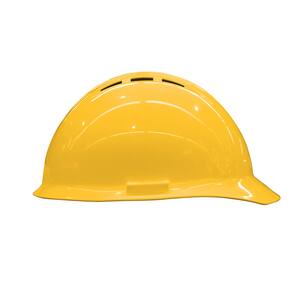 ERB Safety Americana® HDPE and Nylon Vented Hard Hat with 4-Point Mega Ratchet Suspension in Yellow E19452 at Pollardwater