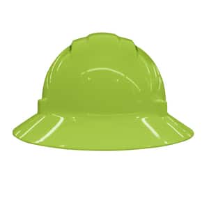 ERB Safety Americana® Size 6.5-8 Plastic Full Brim Vented Ratchet Hard Hat in Hi-Viz Lime E19430 at Pollardwater