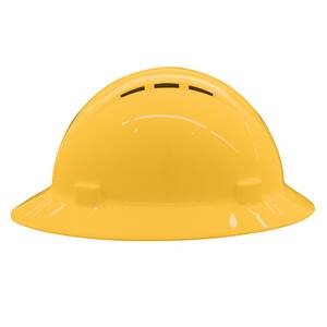 ERB Safety Americana Vent Full Brim Safety Helmet with Mega Ratchet in Yellow E19432 at Pollardwater