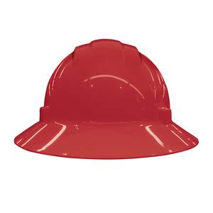 ERB Safety Americana Vent Full Brim Safety Helmet with Mega Ratchet in Red E19434 at Pollardwater
