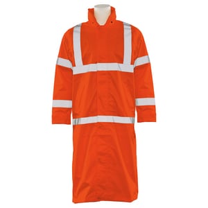 ERB Safety S163 Size L Reusable Plastic Rain Coat in Hi-Viz Orange E62036 at Pollardwater