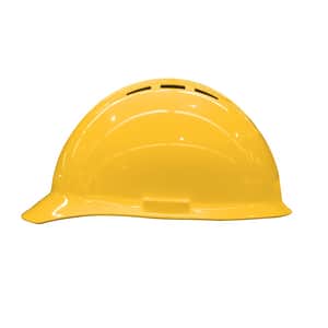 ERB Safety Americana® HDPE and Nylon Vented Hard Hat with 4-Point Mega Ratchet Suspension in Yellow E19452 at Pollardwater