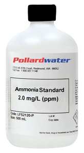 Aquaphoenix Scientific Incorporated 500ml 10 ppm Ammonia Standard Solution AAS1010P at Pollardwater
