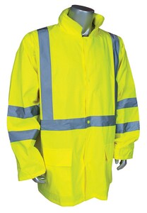 Radians Radwear™ Reflectivz™ XXXL Size Polyester Rain Jacket in Hi-Viz Green RRW103S1Y3X at Pollardwater