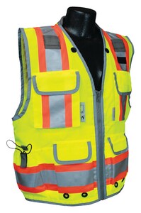 Radians Radwear™ M Size 300D and Polyester Solid Front Safety Vest in Hi-Viz Green RSV552ZGDM at Pollardwater