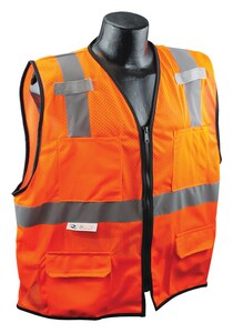 Radians Radwear™ S/M Size Polyester Safety Vest in Hi-Viz Orange RSV7E2ZOMSM at Pollardwater