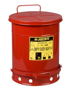 Justrite 13-47/50 in. 10 gal Oily Waste Can in Red J09300 at Pollardwater