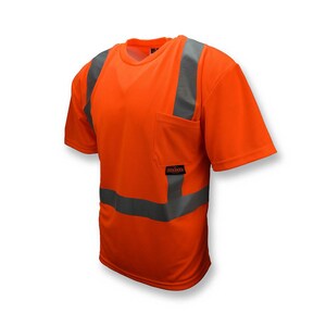 Radians ST11-2 XXXXL Size Birdseye Mesh and Plastic Safety T-Shirt with Moisture Wicking in Hi-Viz Orange RST112POS4X at Pollardwater