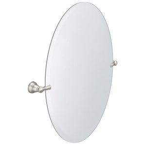 Oval Mirror In Brushed Nickel, Polished Nickel Oval Bathroom Mirror