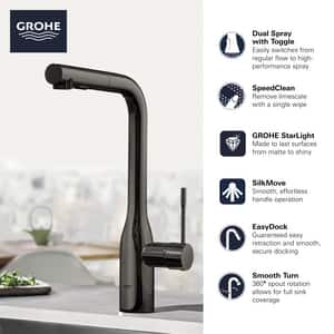 GROHE Essence New Single Pull Kitchen Faucet Graphite - 30271A00 - Ferguson