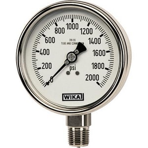 WIKA Bourdon 2-1/2 in. -30 hg 0 psi 1/4 in. MNPT Glycerin Filled Pressure Gauge Lead Free W9831784 at Pollardwater