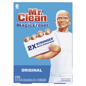 Bộ miếng tẩy vết bẩn Mr. Clean® Magic Eraser màu trắng (6 miếng) - 79009 sẽ giúp bạn làm sạch mọi bề mặt trong nhà một cách dễ dàng và an toàn. Với khả năng loại bỏ các loại bụi bẩn, vết bẩn hạt dầu và các vật liệu dán trên bề mặt, bộ miếng tẩy vệt bẩn này sẽ giúp bạn giữ cho nhà cửa của bạn luôn sạch sẽ và tinh tươm.