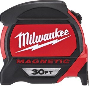 Milwaukee® 1-83/100 in. x 30 ft. x 3-3/4 in. Nylon Premium Magnetic Tape Measure in Red and Black M48227130 at Pollardwater