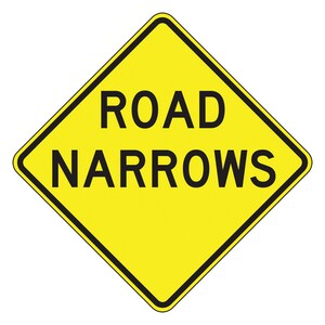 Accuform Signs 30 x 30 in. Engineer Grade Road Narrows Sign in Yellow AFRW435RA at Pollardwater