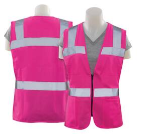 ERB Safety Girl Power at Work® Size 5X Polyester Tricot Reusable Safety Vest in Hi-Viz Pink E61925 at Pollardwater