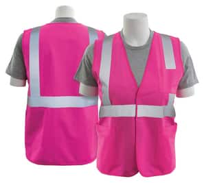 ERB Safety Girl Power at Work® Size L Polyester Tricot Reusable Safety Vest in Hi-Viz Pink E61332 at Pollardwater