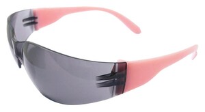 ERB Safety Lucy Plastic Safety Glass with Pink Frame and Anti-fog, Grey Lens E17947 at Pollardwater