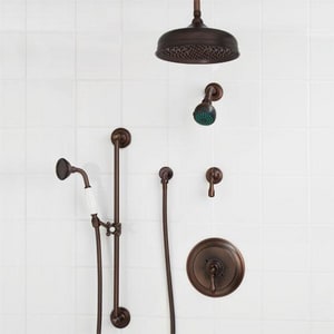 Moen 3025orb Oil Rubbed Bronze Pressure Balanced Shower System With Rain Shower Diverter And Hand Shower From The Weymouth Collection Valves Included Faucet Com