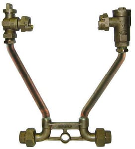 A.Y. McDonald 12 in. Copper 1 in. Meter Setter Horizontal 1 in. Dual Purpose Nut (Flare/FIP) Inlet/Outlet Ball Valve x Dual Check Lead Free M720412WDDD44 at Pollardwater