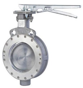 4” CRANE FLOWSEAL WAFER BUTTERFLY VALVE/ LOCKING HANDLE/ 720 PSI/ STAINLESS 