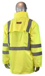 Radians Radwear™ Reflectivz™ XXXXL Size Polyester Rain Jacket in Hi-Viz Green RRW103S1Y4X at Pollardwater