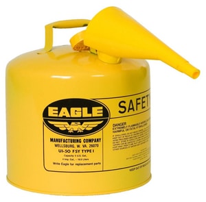 Eagle Type I 5 gal Hot Dipped Galvanized Safety Can for Storage in Yellow EUI50FSY at Pollardwater