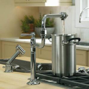 Kohler Hirise Two Handle Kitchen Faucet In Brushed Stainless