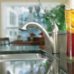 Moen Camerist Single Handle Pull Out Kitchen Faucet In Glacier