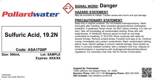 Pollardwater 19.2 N Sulfuric Acid 500 mL ASA1708P at Pollardwater