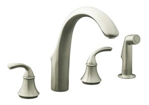 Kohler Forte Two Handle Bridge Kitchen Faucet In Vibrant Brushed