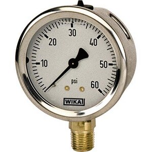 WIKA 4 x 1/4 in. MPT 600 psi Aluminum Dial, Copper Alloy Movement, Plastic Pointer and Stainless Steel Pressure Gauge W9699168 at Pollardwater