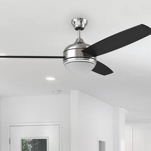 52-Inch Ceiling Fan Light 3 Speed Brushed Nickel 2 ABS Blades 3 Color LED Light 