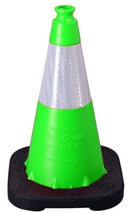 VizCon Enviro-Cone® 18 in. Lime Cone with Reflective Collar with 3 lb. Black Base V16018LHIWB3 at Pollardwater