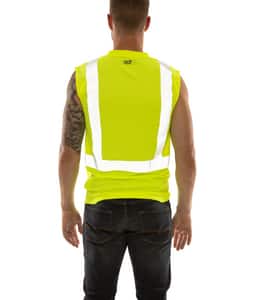 Tingley Job Sight™ Size 2XL Plastic Sleeveless T-Shirt in Fluorescent Yellow-Green and Silver TS752222X at Pollardwater