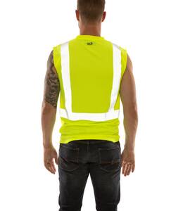 Tingley Job Sight™ Size XL Plastic Sleeveless T-Shirt in Fluorescent Yellow-Green and Silver TS75222XL at Pollardwater