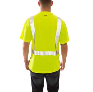 Tingley Job Sight™ Size XL Plastic Short Sleeve T-Shirt in Black, Fluorescent Yellow-Green and Silver TS75122XL at Pollardwater
